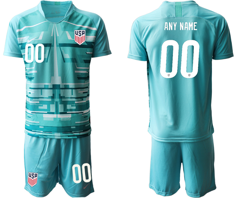 Men 2020-2021 Season National team United States goalkeeper blue customized Soccer Jersey